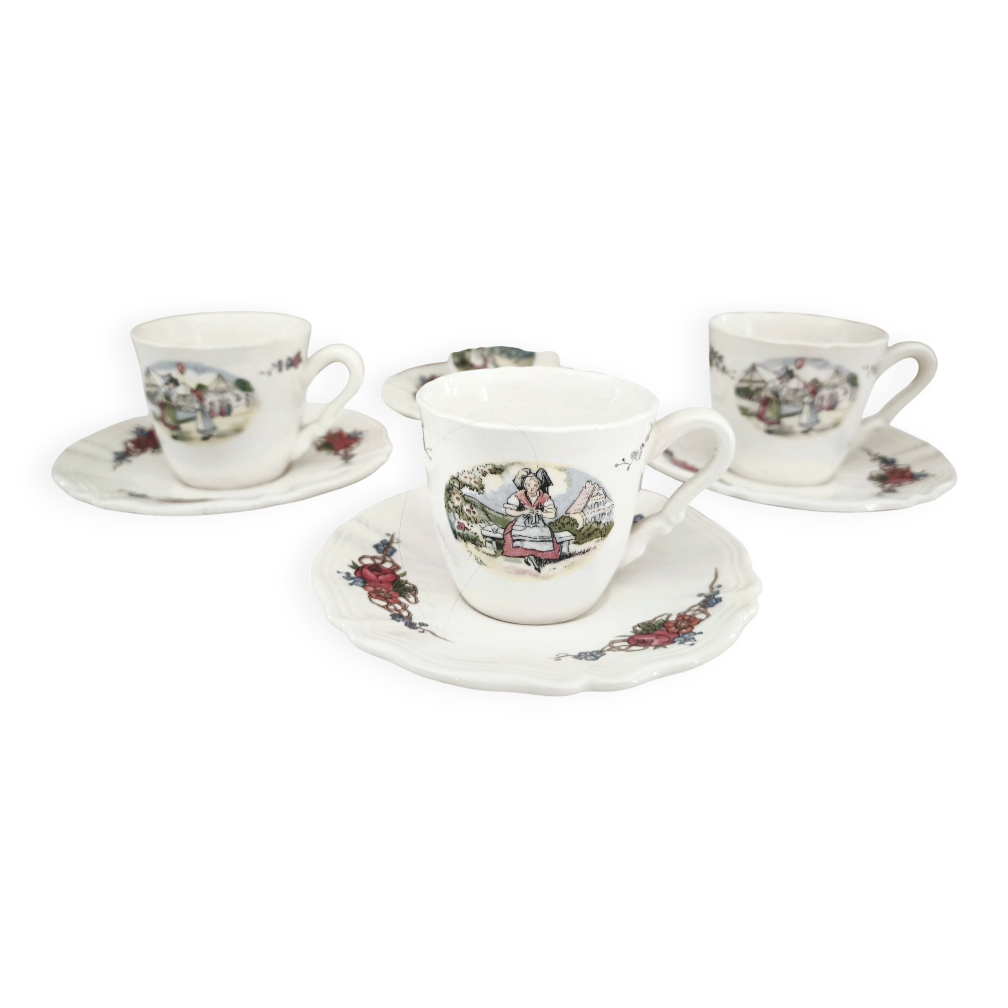 Lot de 4 tasses à café Sarreguemines Obernai