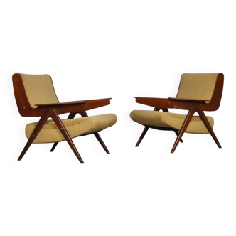 Pair Of Gianfranco Frattini Model 831 Lounge Chairs For Cassina, 1950s