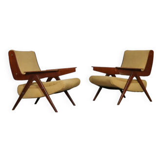 Paire de fauteuils lounge Gianfranco Frattini modèle 831 pour Cassina, années 1950