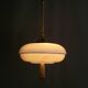 Art Deco rod pendant lamp with brass suspension and decorative glass shade