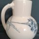 Pitcher jug vase earthenware floral decor blue early 20th century
