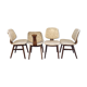 Set of 4 teak dining chairs in off white skai leather,  dutch 1950-60s
