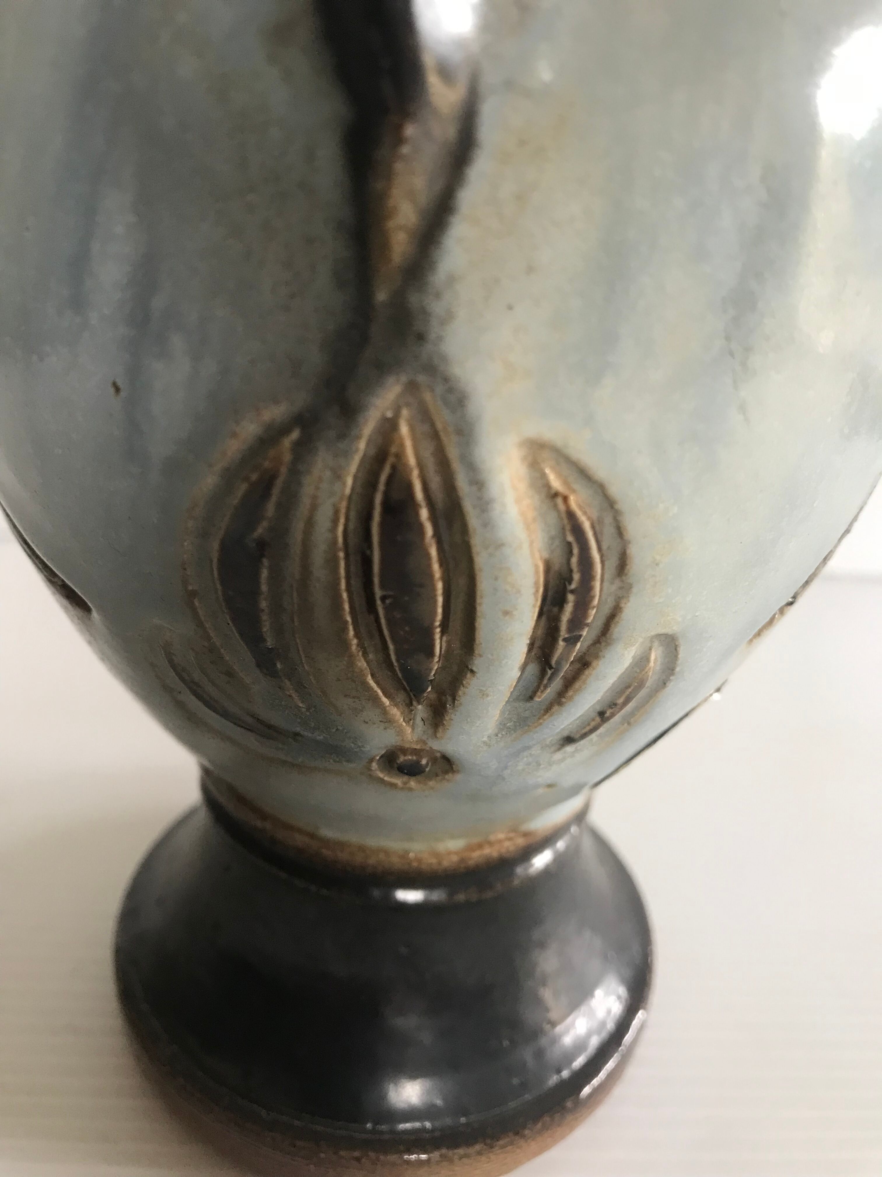Amphora vase in sandstone signed Guérin