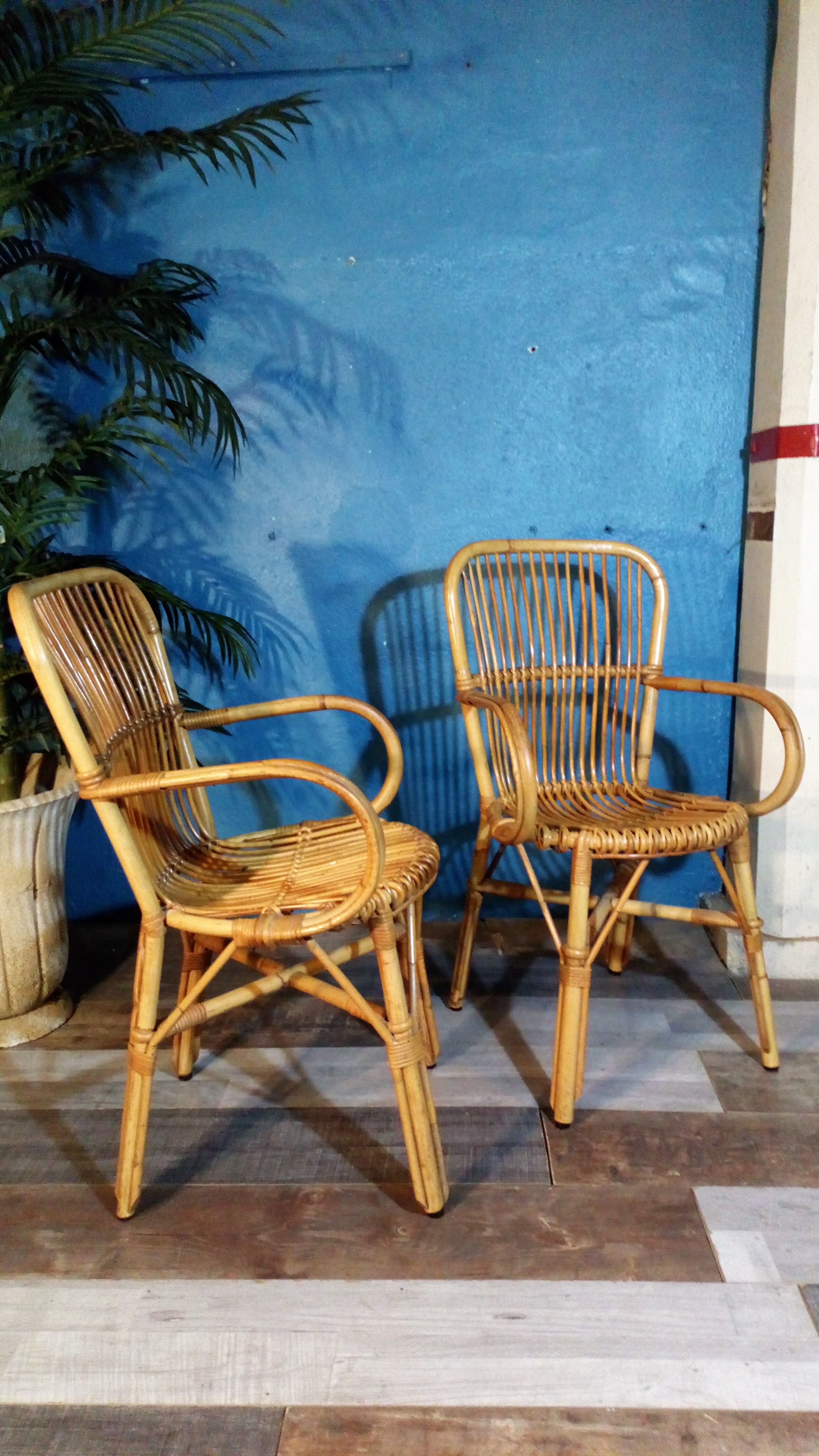 Pair of rattan chairs 1960s