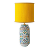 Lampe de table en céramique Albarello de Grenade, peinte à la main, nouvel abat-jour en soie
