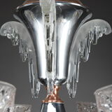 Art Deco chandelier in nickel-plated metal and copper