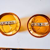 Paire d'appliques "cocoon", résine et pin, italie, 1970