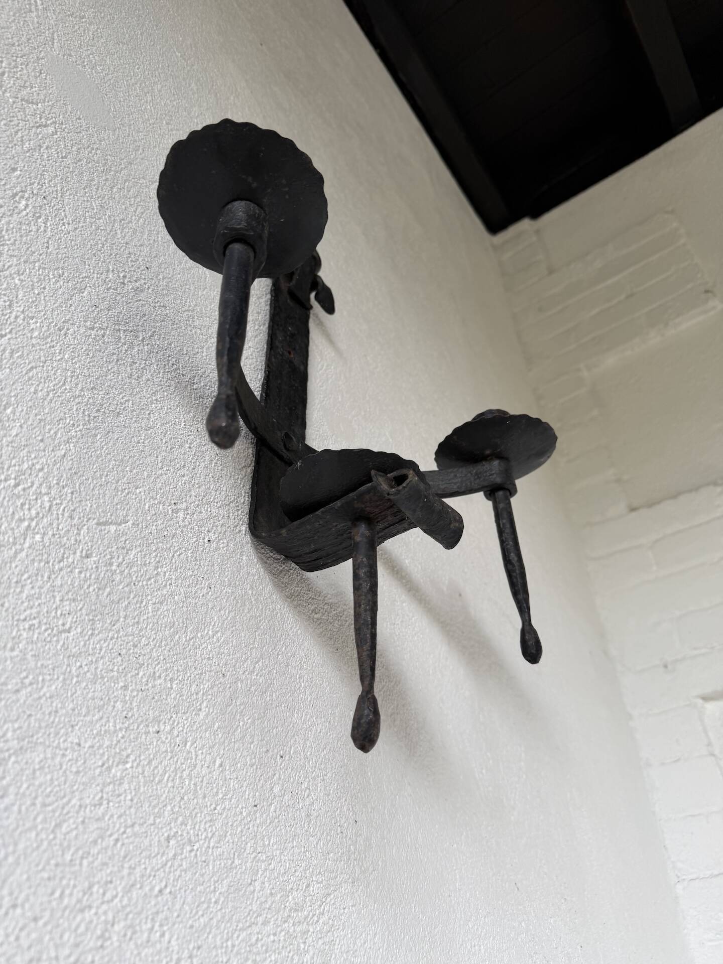 Wrought iron candle holders 1900 brutalist sconces