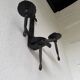 Wrought iron candle holders 1900 brutalist sconces