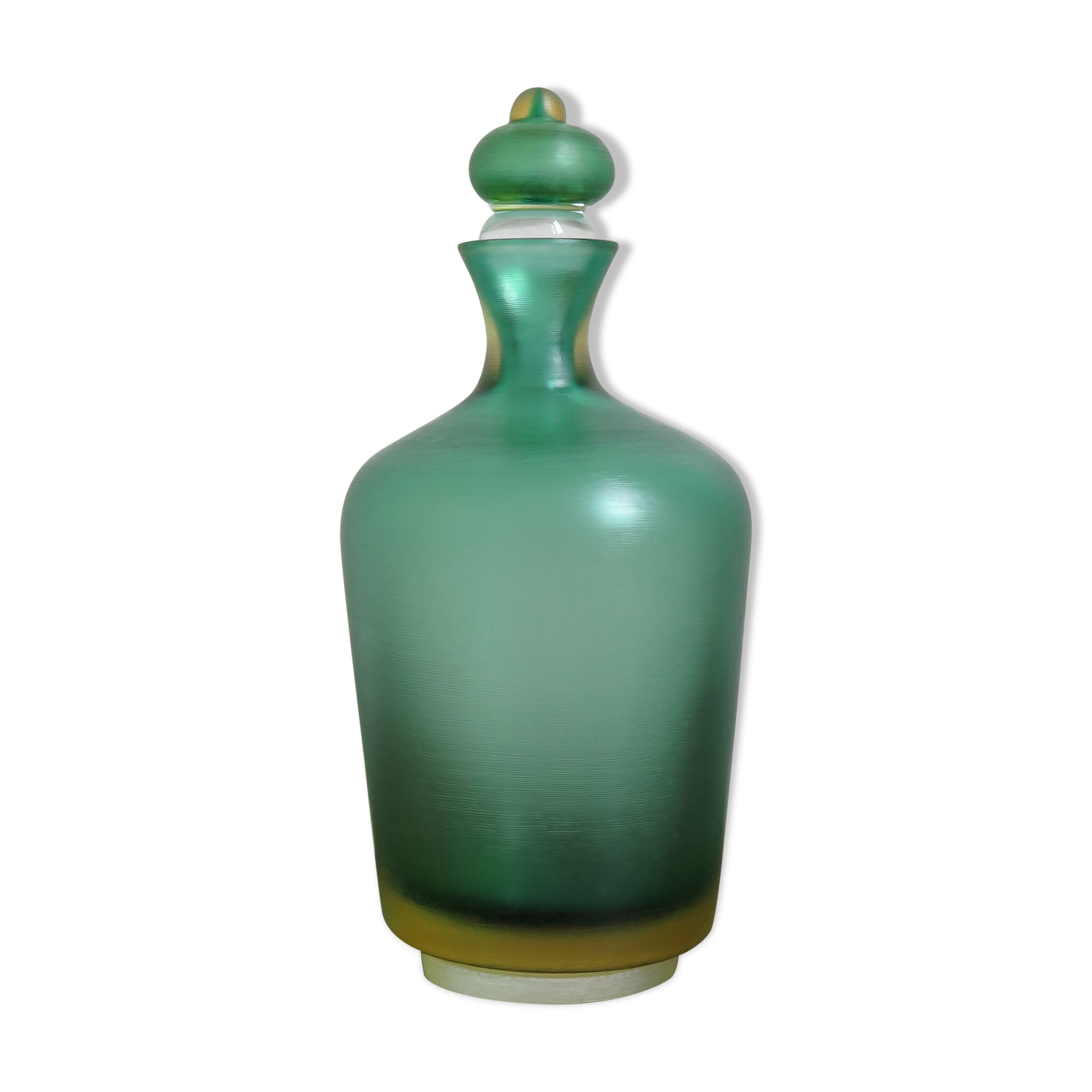 Venini Murano Italian green bottle serie "Incisi" produced in 2004