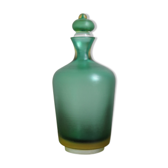 Venini Murano Italian green bottle serie "Incisi" produced in 2004