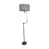 Flexible floor lamp, chrome, opaque white lampshade and metallic edges