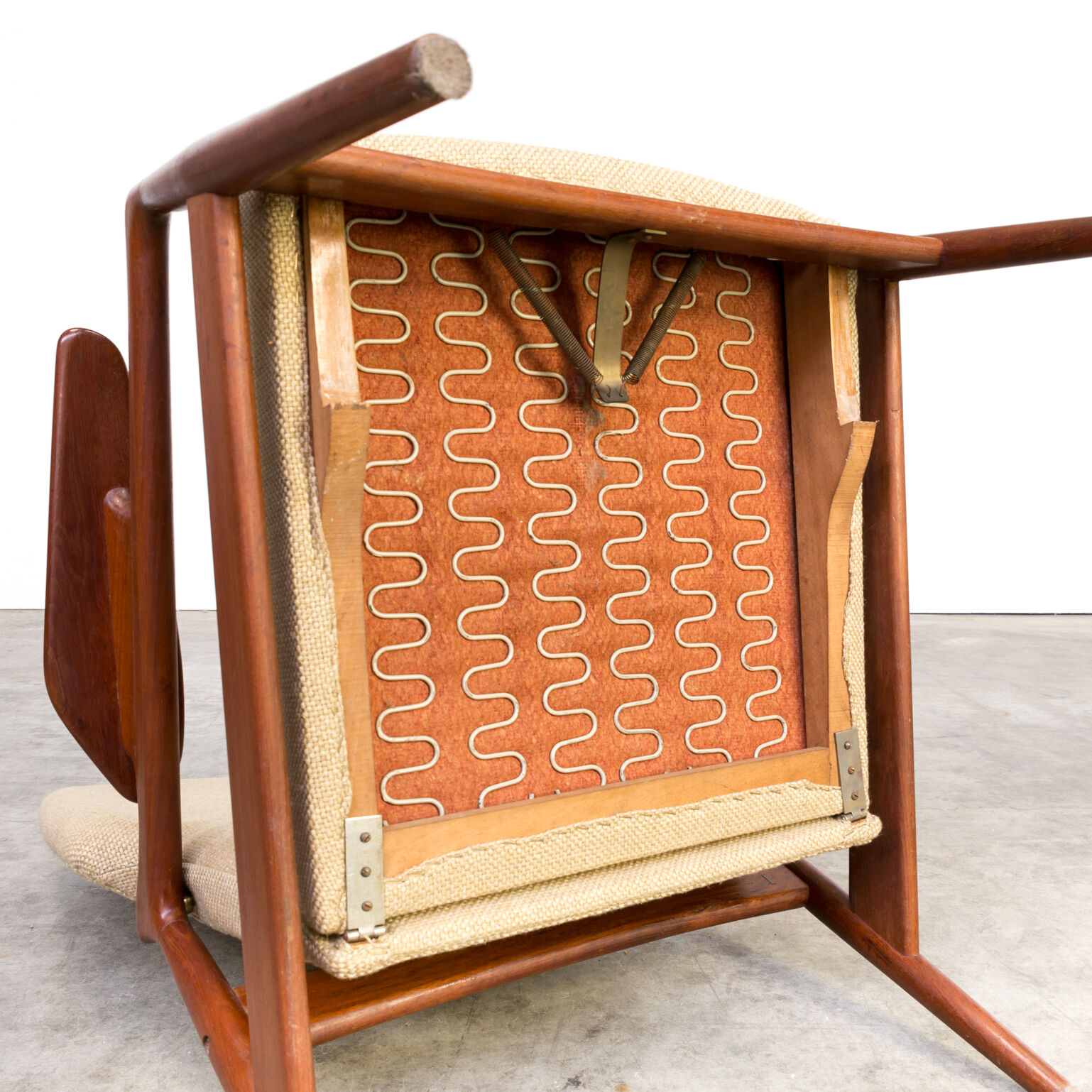 60s John Boné teak and wool adjustable lounge chair for Advance Design