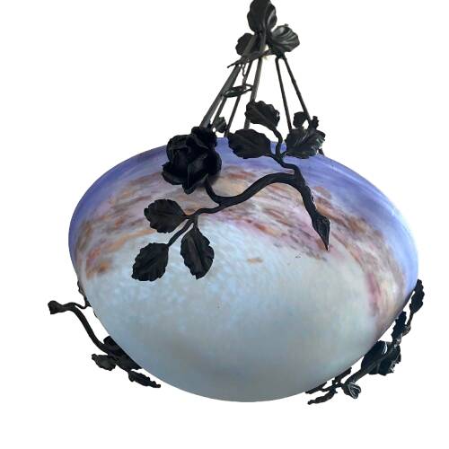 Art Nouveau suspension pâte de verre signed Degué