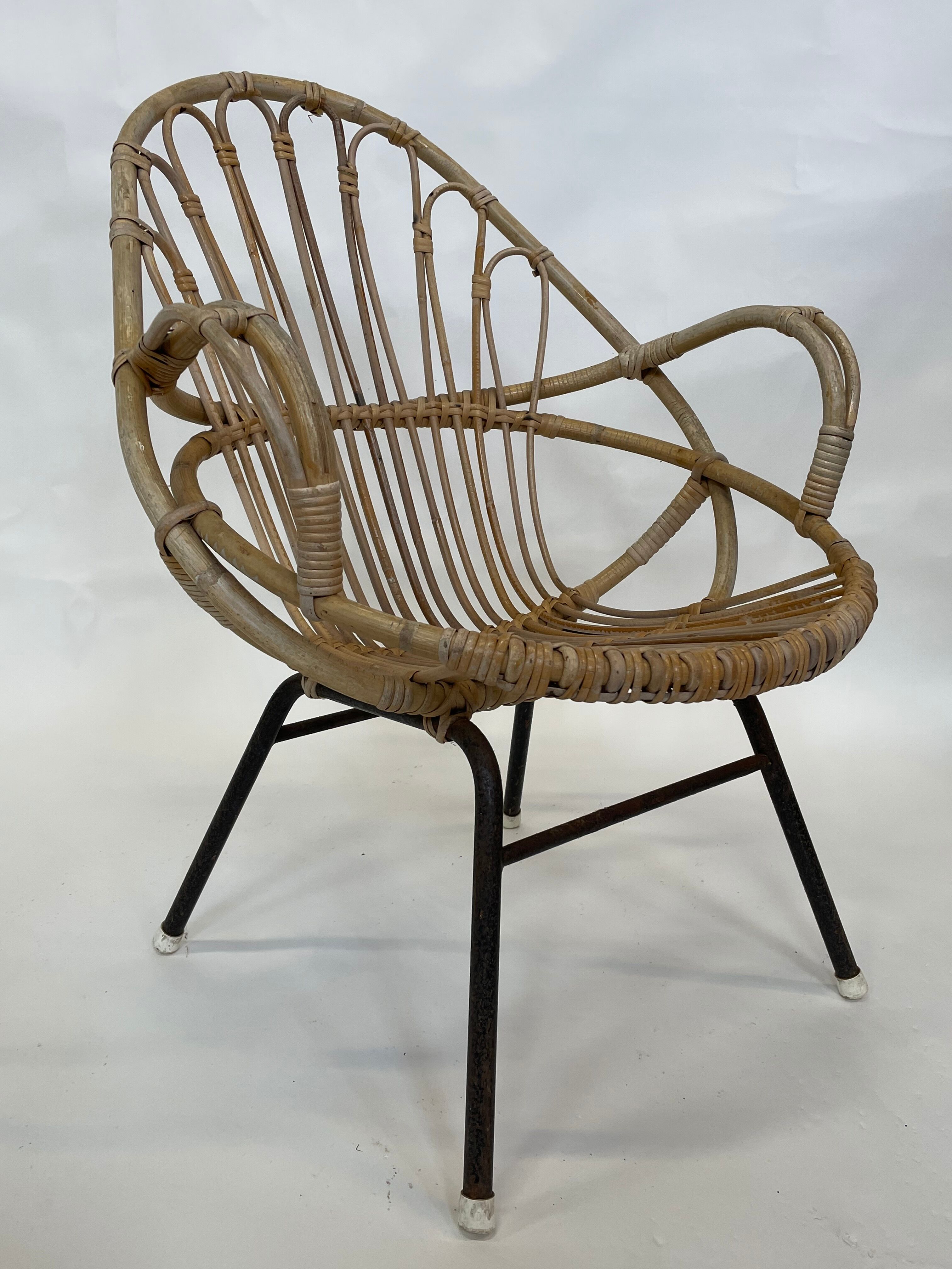 Chaise vintage en rotin par Dirk van Sliedregt Rohe Noordwolde 1960 aux Pays-Bas
