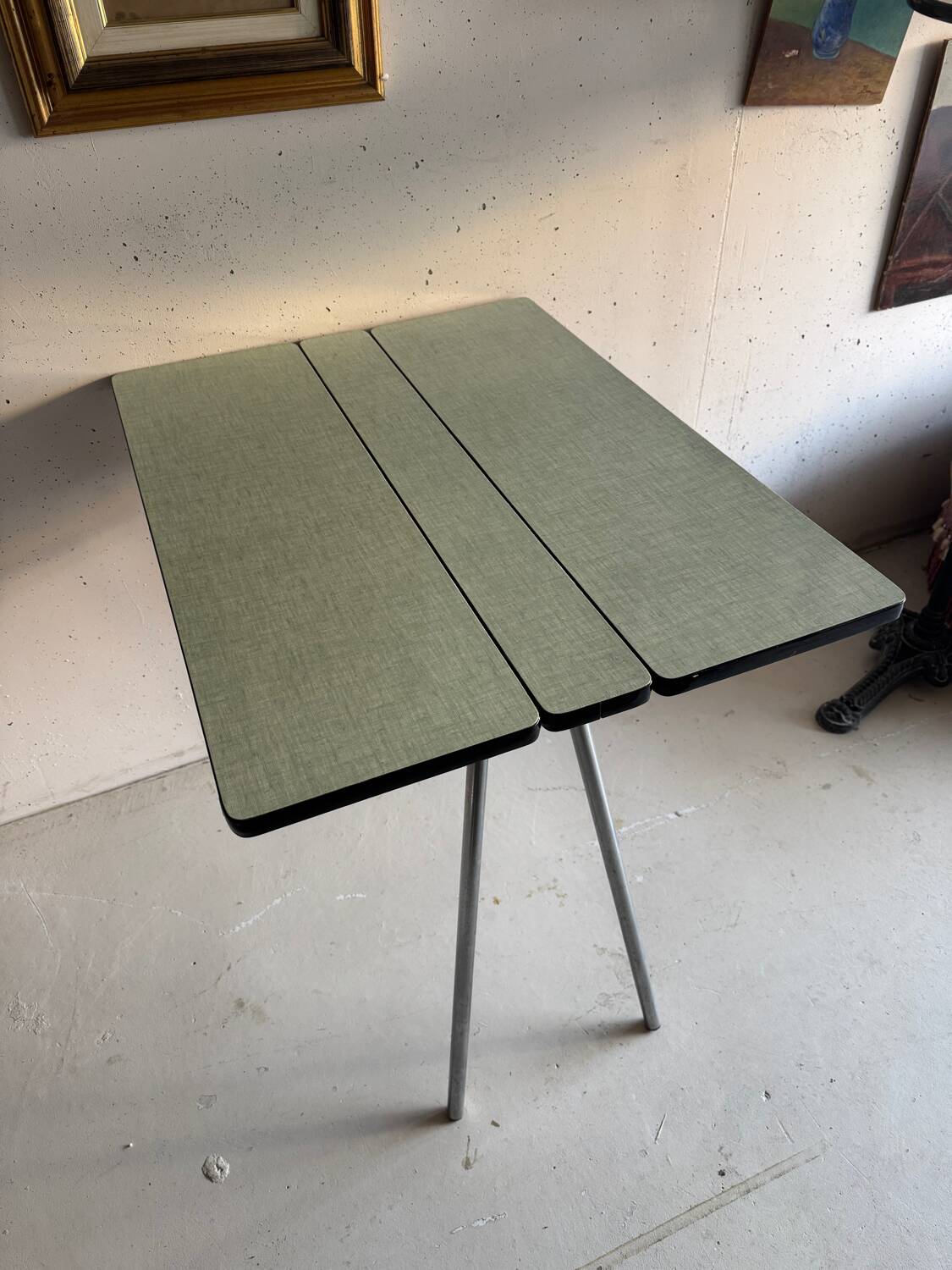 Vintage folding table light blue formica