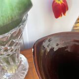 Vallauris vase in brown and orange fat lava