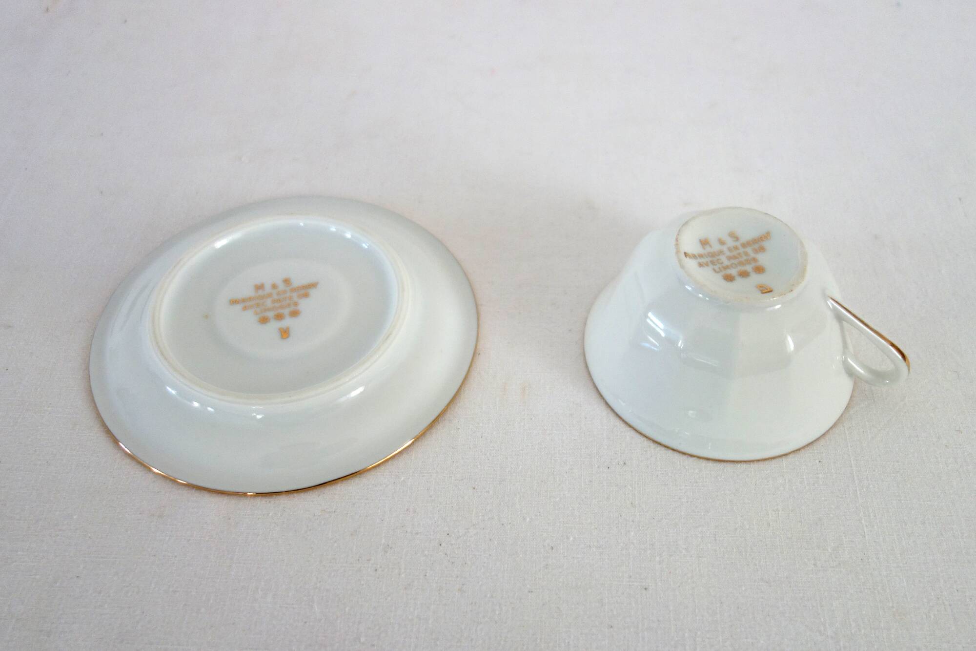 6 vintage M&S Berry Limoges coffee cups with saucers
