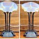 lampe Art Déco fer forgé style Edgar Brandt coupe opalescente Ezan