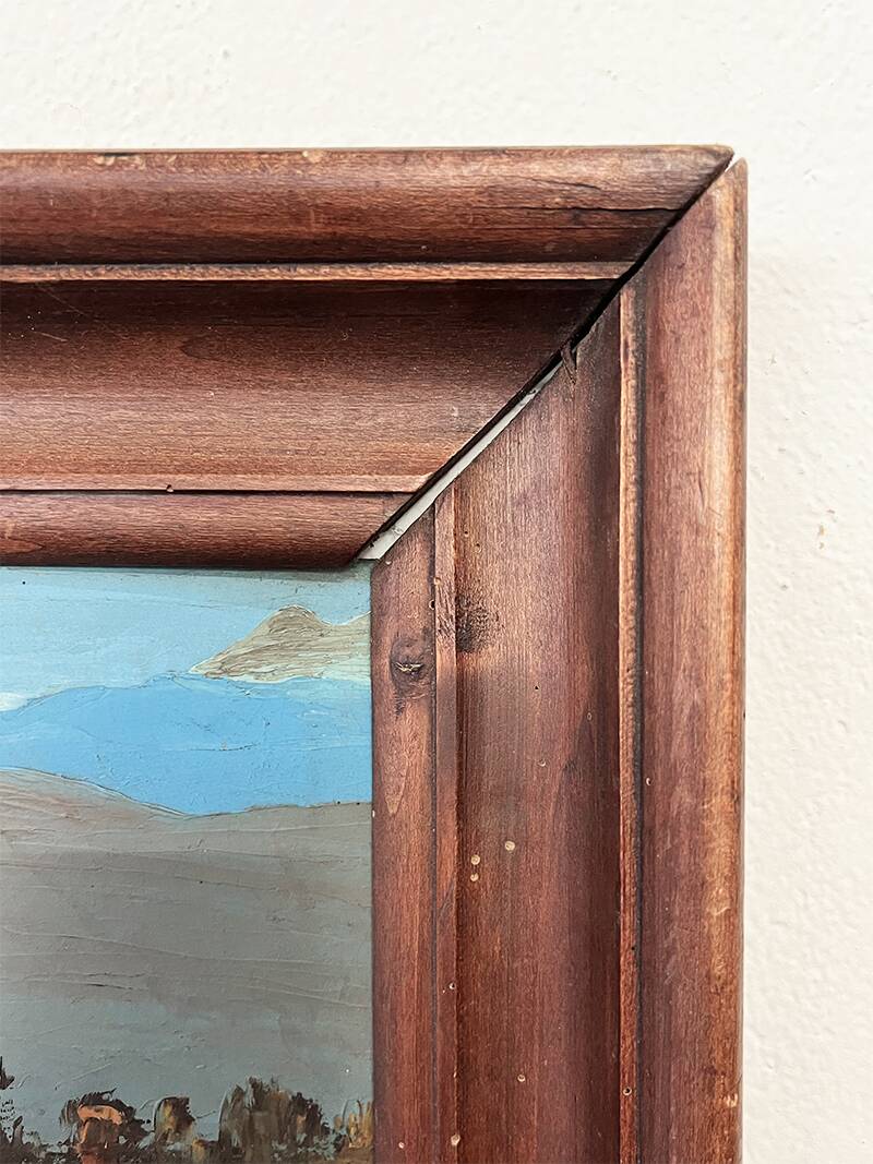 Painting “River in the Alps”, Oil on cardboard.