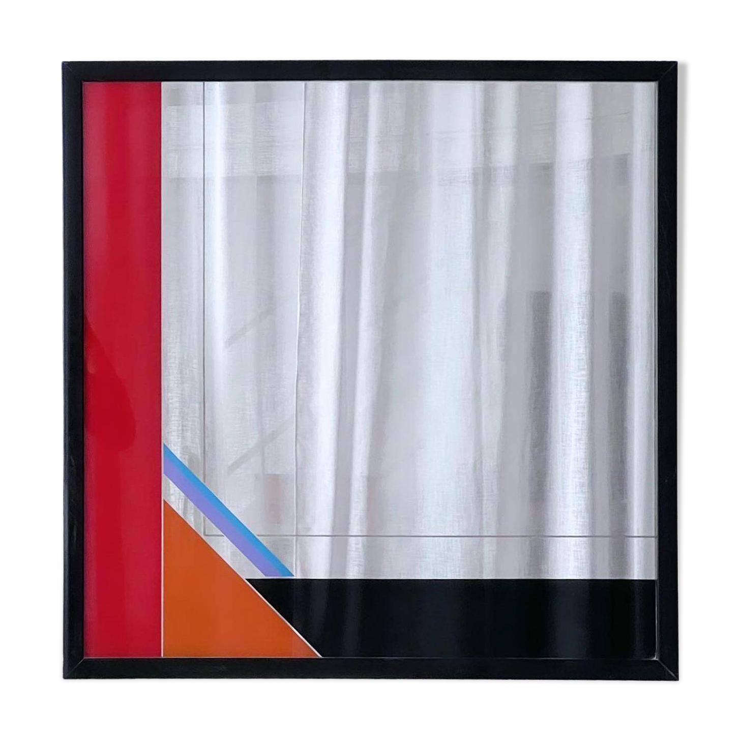 Decorative Art Mirror by Italian artist Eugenio Carmi , Memphis Style , Fun !