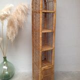 Vintage rattan shelf bookcase