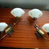 Pair of glass and brass wall light 50/60