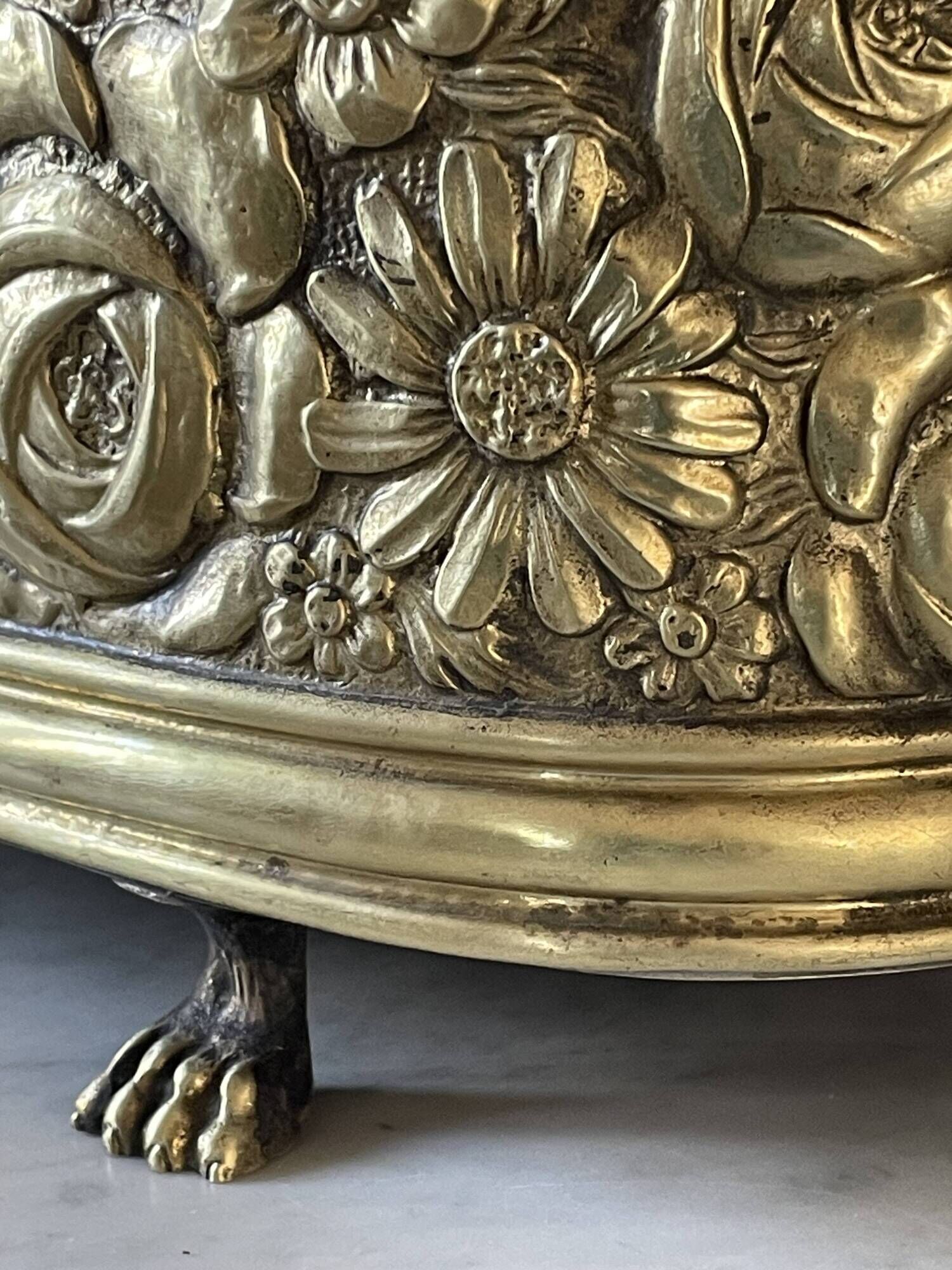 Old repoussé brass planter