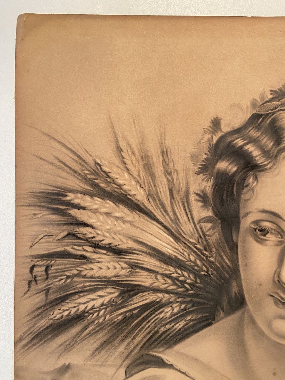 Portrait of a young girl with a bundle of wheat XX century