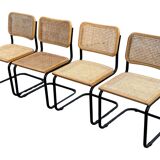 Set of 4 chairs Cesca B32 designed by Marcel Breuer design black frame