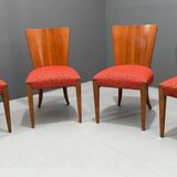 Set of Four H-214 Chairs by Jindřich Halabala, Walnut, 1950s