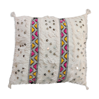 White berber cushion with sequin 50x45cm
