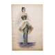 Esquisses de mode : Femme en robe de soirée - Début XXème Fusain & Aquarelle