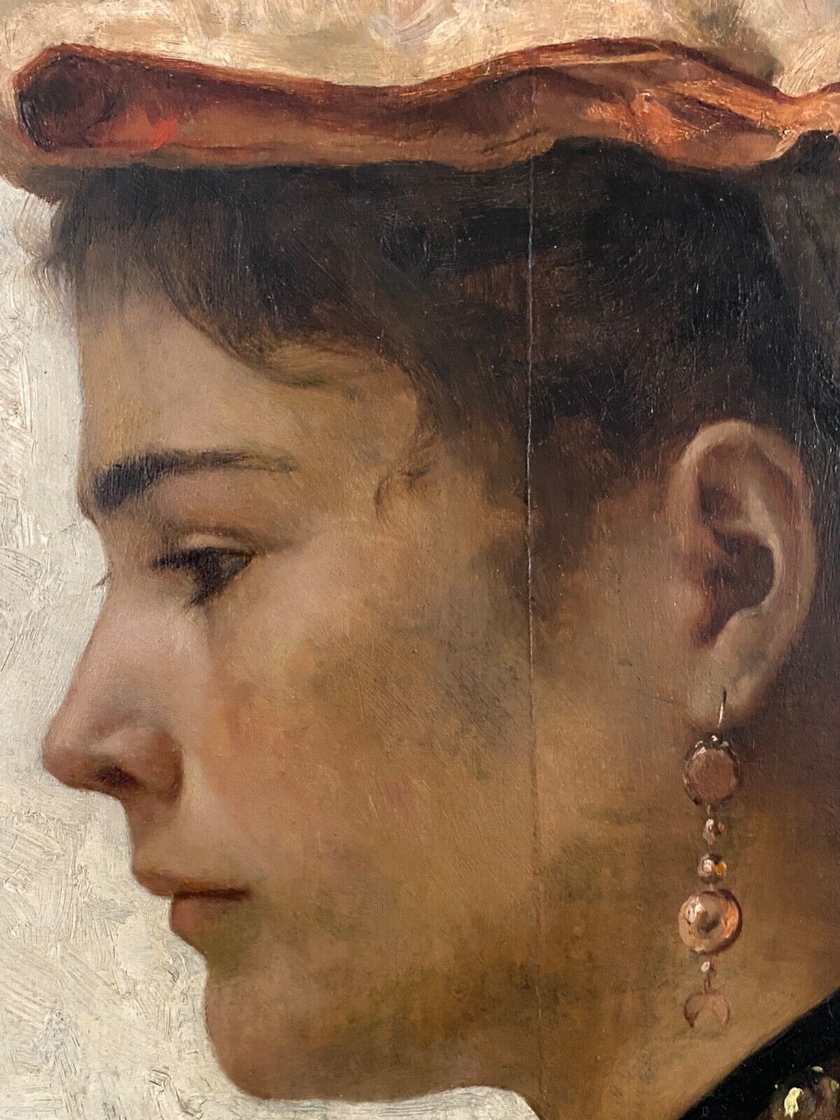 Oil on panel by Alexandre-Jacques Chantron 1882 portrait of a woman