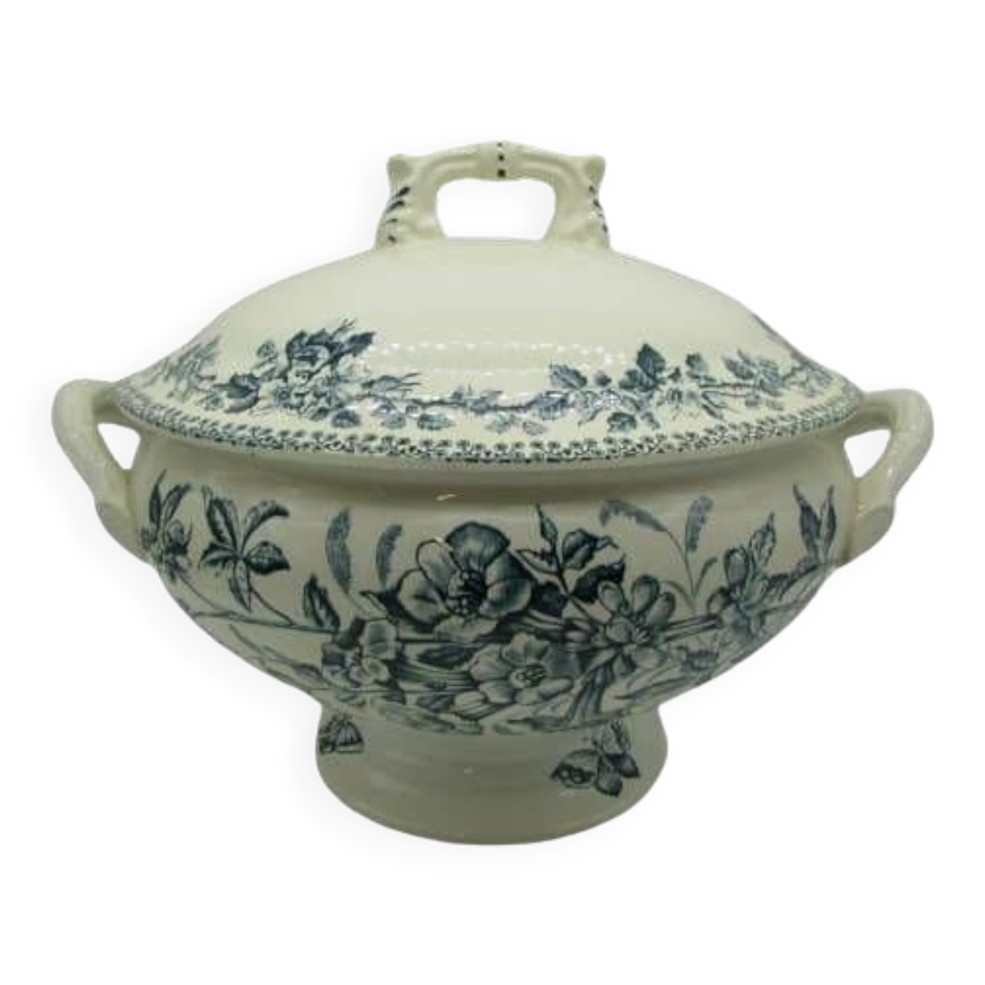soup tureen Badonviller Théophile Fenal jasmine and butterflies decor