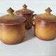 Set of three mini cocottes Pillivuyt in porcelain – 1930s-1940s