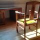 Oak and velvet armchair circa