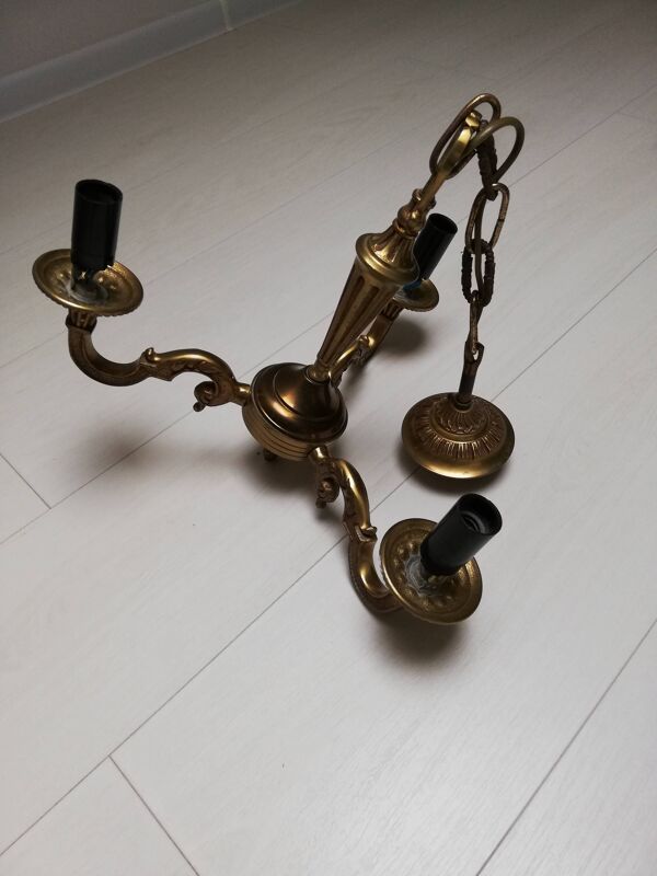 Lustre ancien 3 branches en bronze