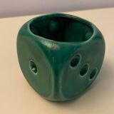 Dice-shaped ceramic pencil holder