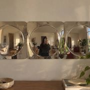 Lot de 3 miroirs convexes carrés chromés – design Space Age