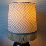 Bamboo ceramic lamp and fringed lampshade