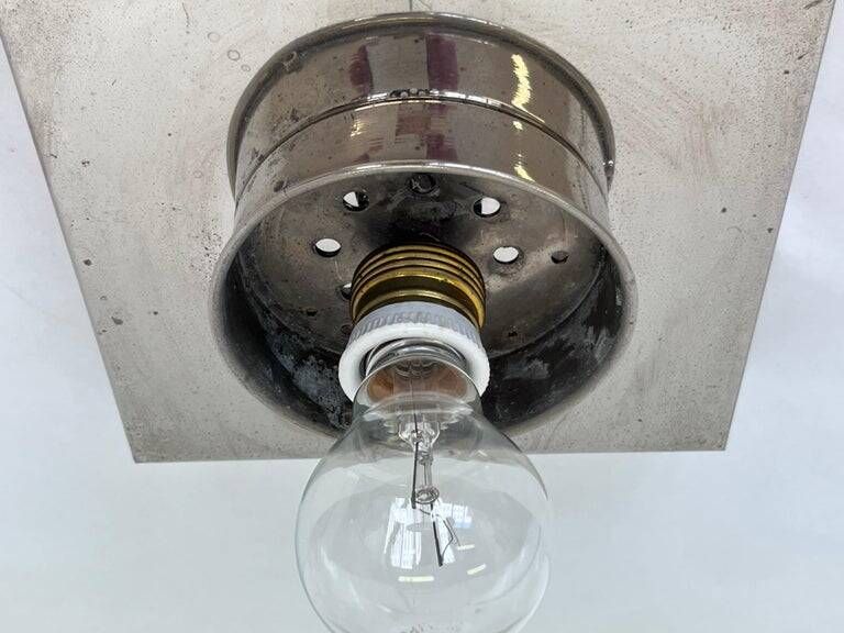 Ceiling lamp / flush mount 'Bauhaus in chrome and glass, 1930s