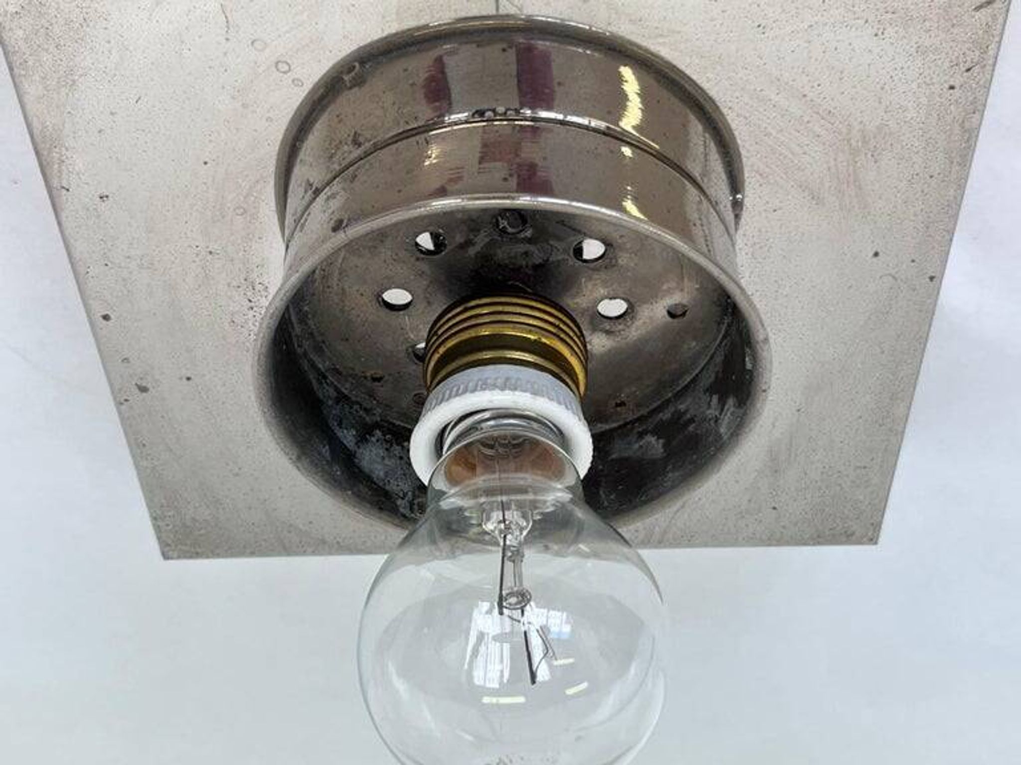 Ceiling lamp / flush mount 'Bauhaus in chrome and glass, 1930s