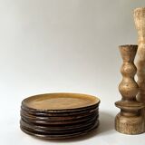 7 assiettes à dessert en céramique émaillée