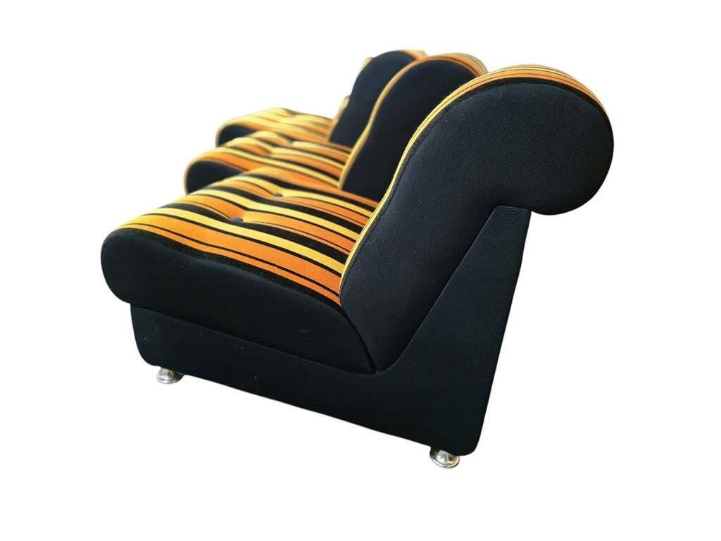 Fauteuil vintage à rayures orange space age / fauteuil une place