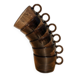 6 vintage smoked glass coffee cups