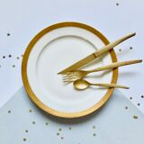 Set of 6 plates GDA France Limoges with golden rim 50's