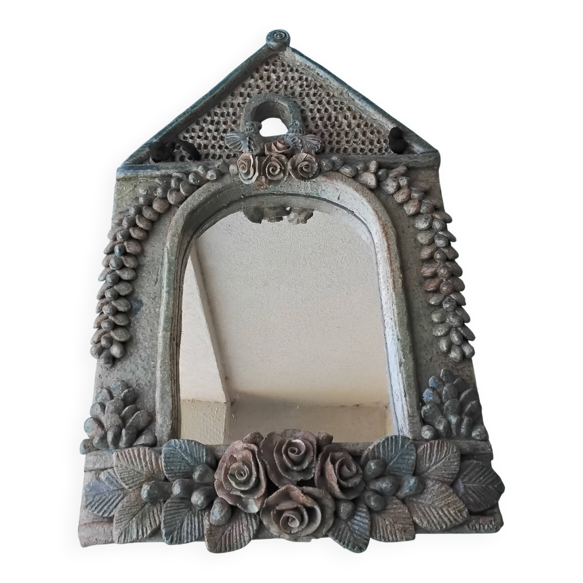 Miroir en grès signé Catido