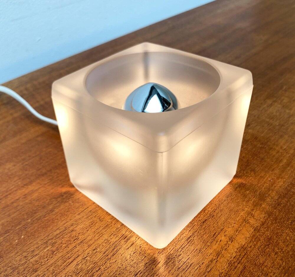 Vintage German glass cube table lamp TA 14 by Peill & Putzler, 1970s.