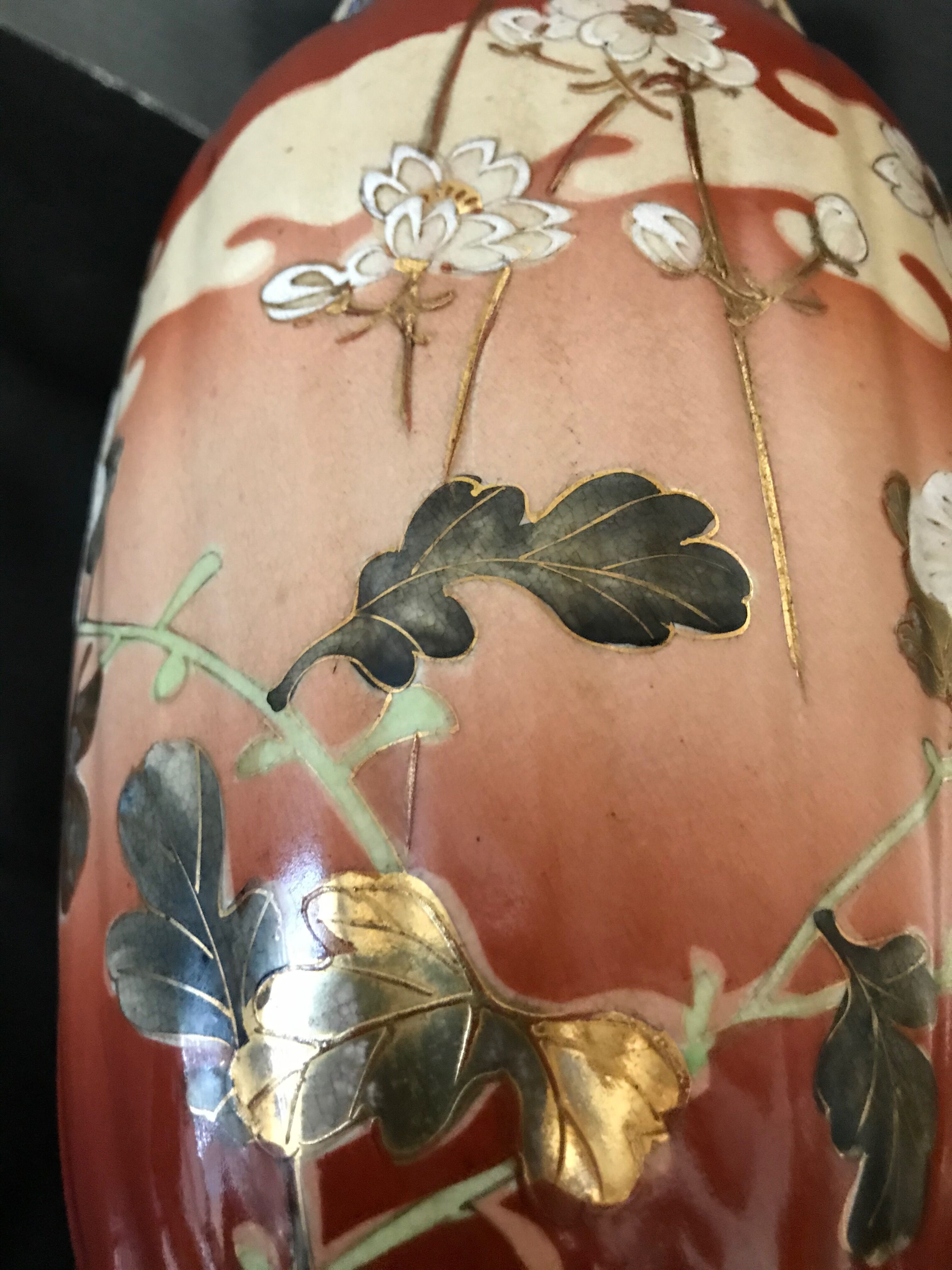 Vase - enamelled faïence with hand-painted gilding